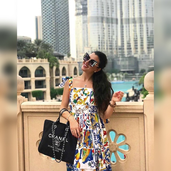 DOLCE Italian Majolica Tie Strap Maxi Sundress Painted Tile Print • Style of D&G - Picture 7 of 15